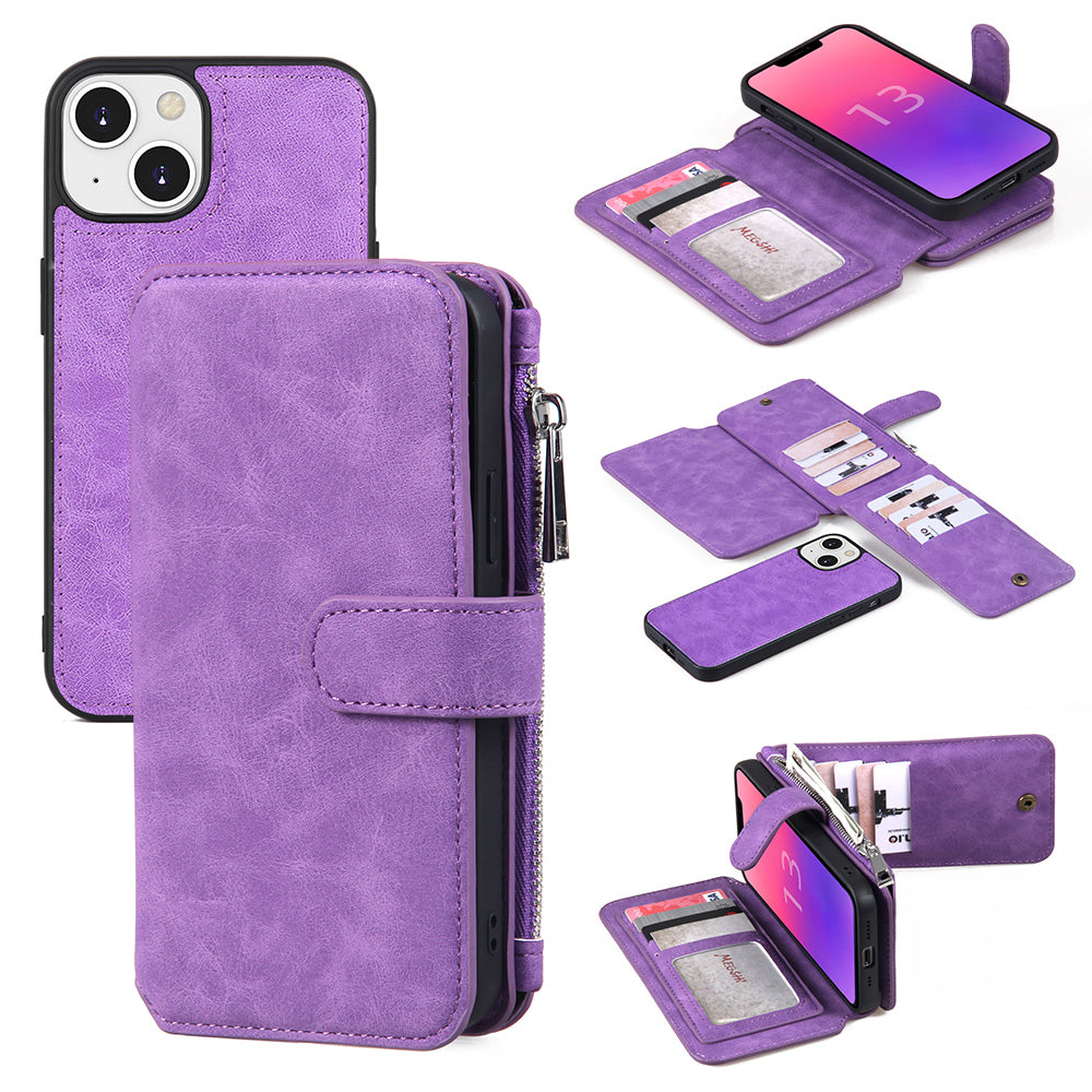 MEGSHI 007 Series TPU PC Cover for iPhone 13 mini Case 2-in-1 Detachable PU Leather Wallet Phone Case MEGSHI 007 Series TPU PC Cover for iPhone 13 mini Case 2-in-1 Detachable PU Leather Wallet Phone Case